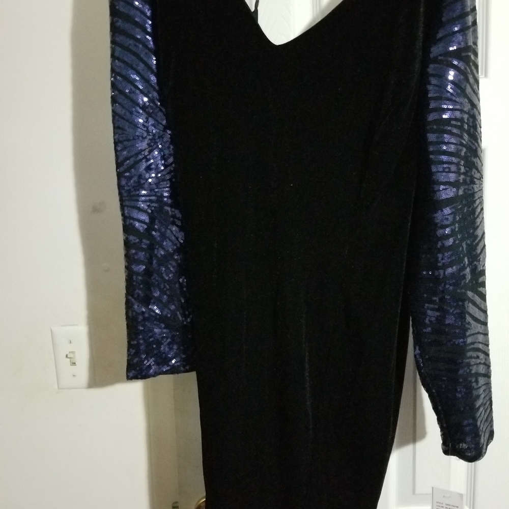 Black velvet with sequined long sleeve